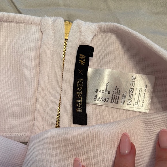 Light pink/white balmain X H&M crop ribbed top size 10 - Picture 2 of 5